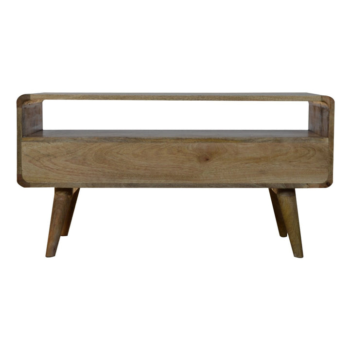 Curved Oak-ish Media Unit-Smiddy Furniture
