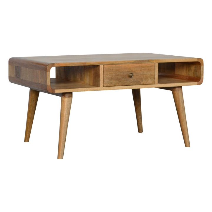 Curved Oak-ish Coffee Table-Smiddy Furniture