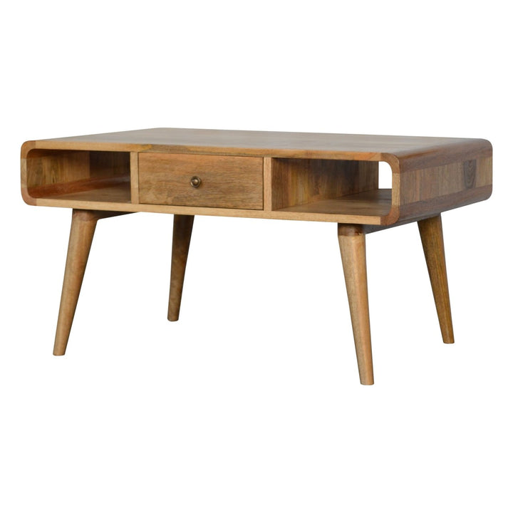 Curved Oak-ish Coffee Table-Smiddy Furniture