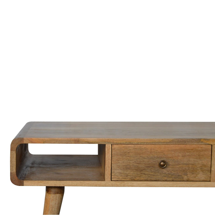 Curved Oak-ish Coffee Table-Smiddy Furniture