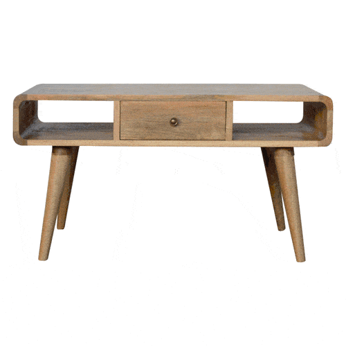 Curved Oak-ish Coffee Table-Smiddy Furniture