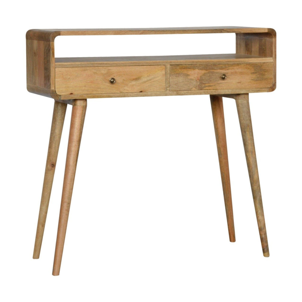 Curved Oak - ish Console Table - Smiddy Furniture