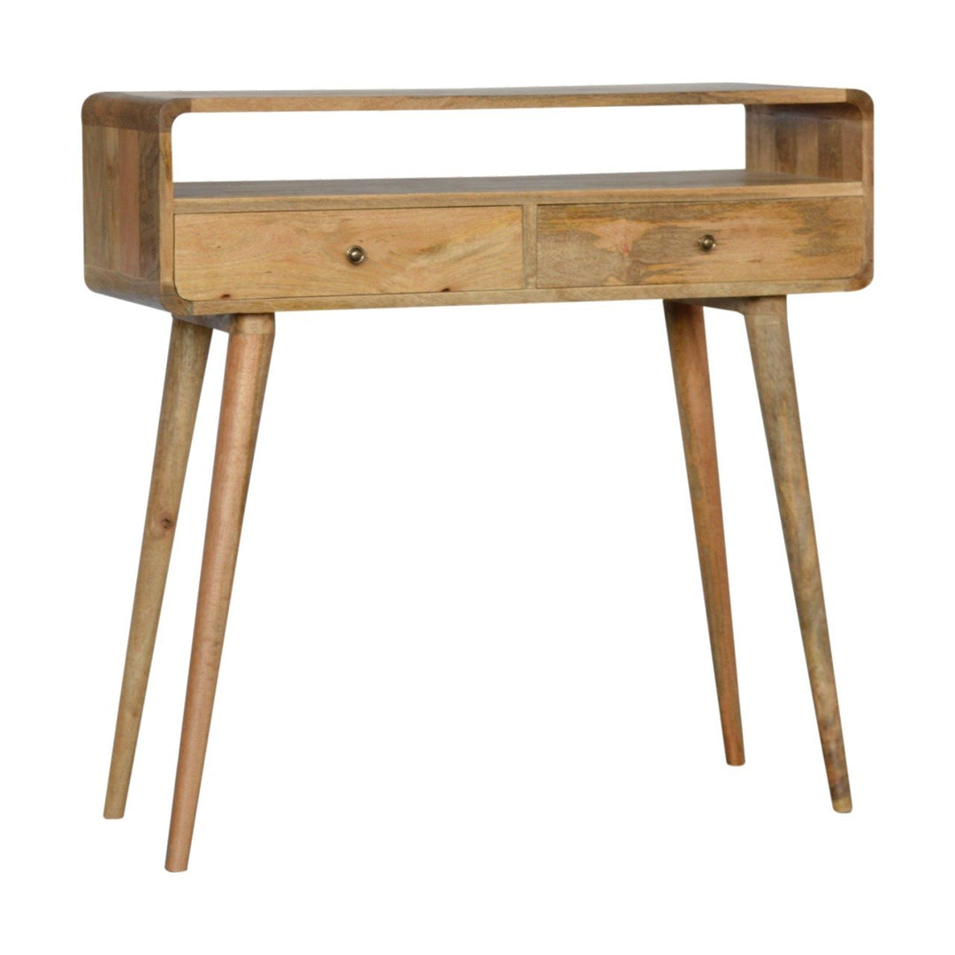 Curved Oak - ish Console Table - Smiddy Furniture