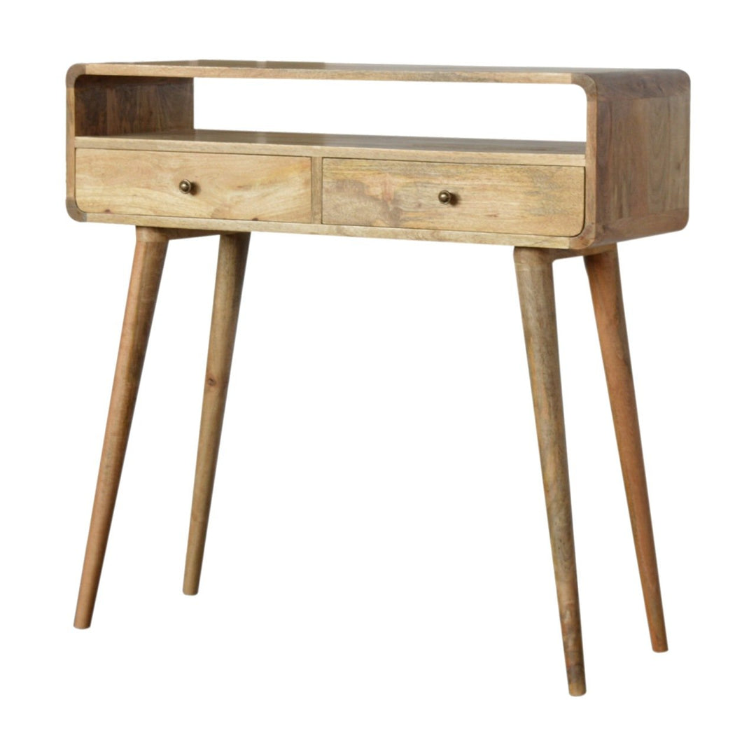 Curved Oak - ish Console Table - Smiddy Furniture