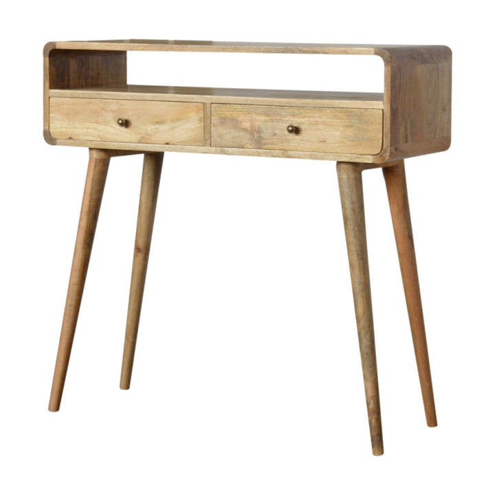Curved Oak - ish Console Table - Smiddy Furniture