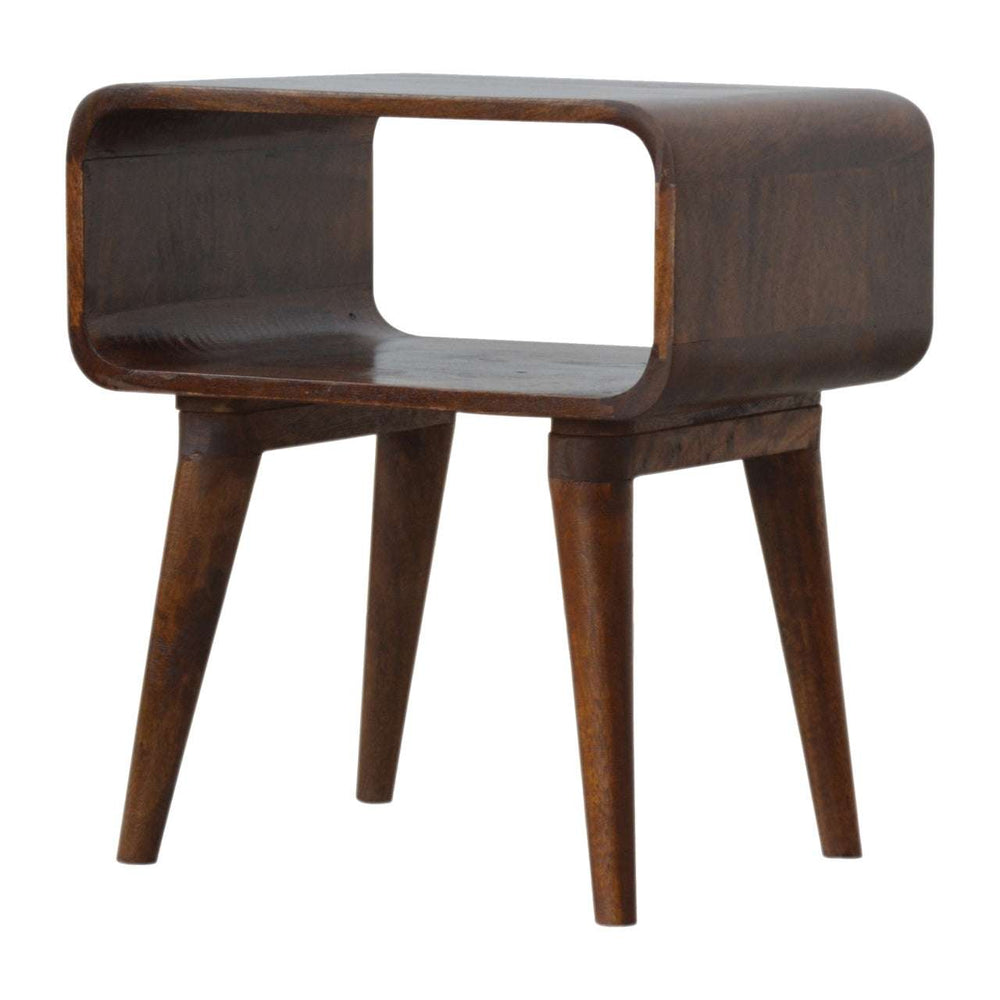 Curved Open Chestnut Bedside - Smiddy Furniture