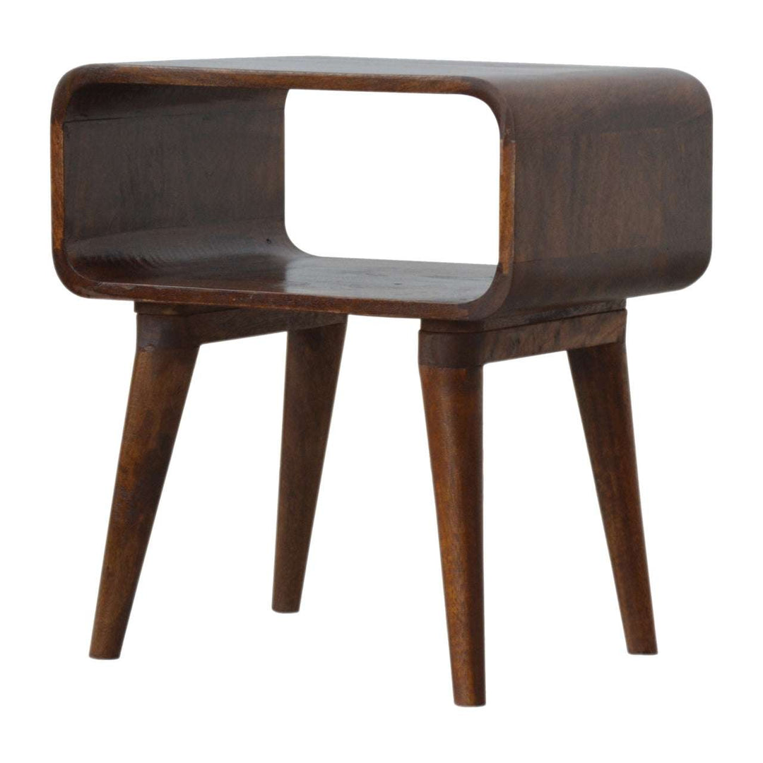 Curved Open Chestnut Bedside - Smiddy Furniture