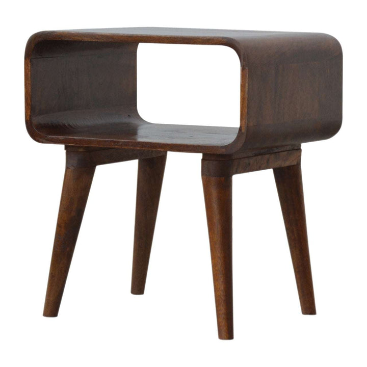 Curved Open Chestnut Bedside - Smiddy Furniture