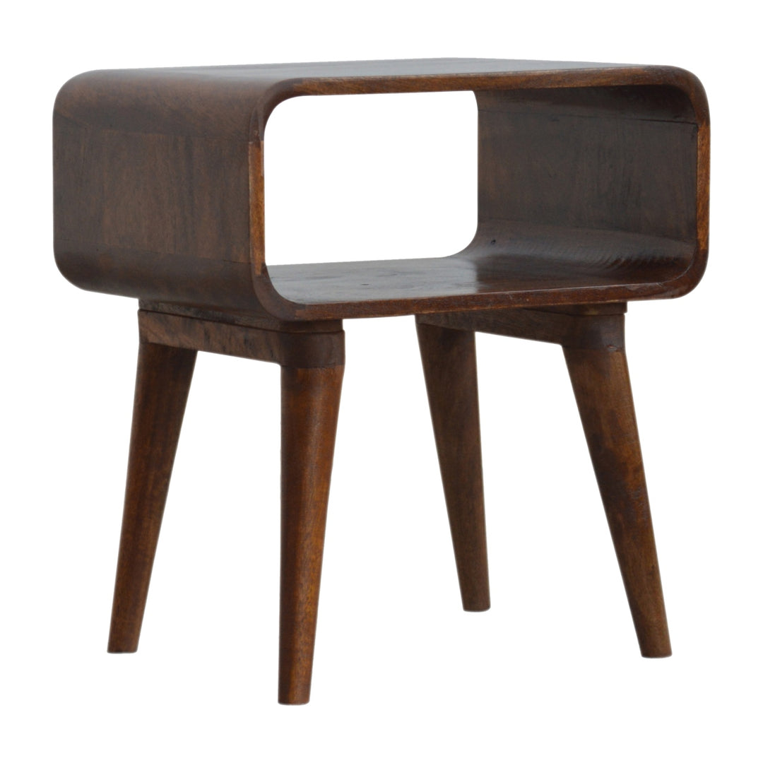 Curved Open Chestnut Bedside - Smiddy Furniture