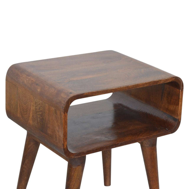 Curved Open Chestnut Bedside - Smiddy Furniture