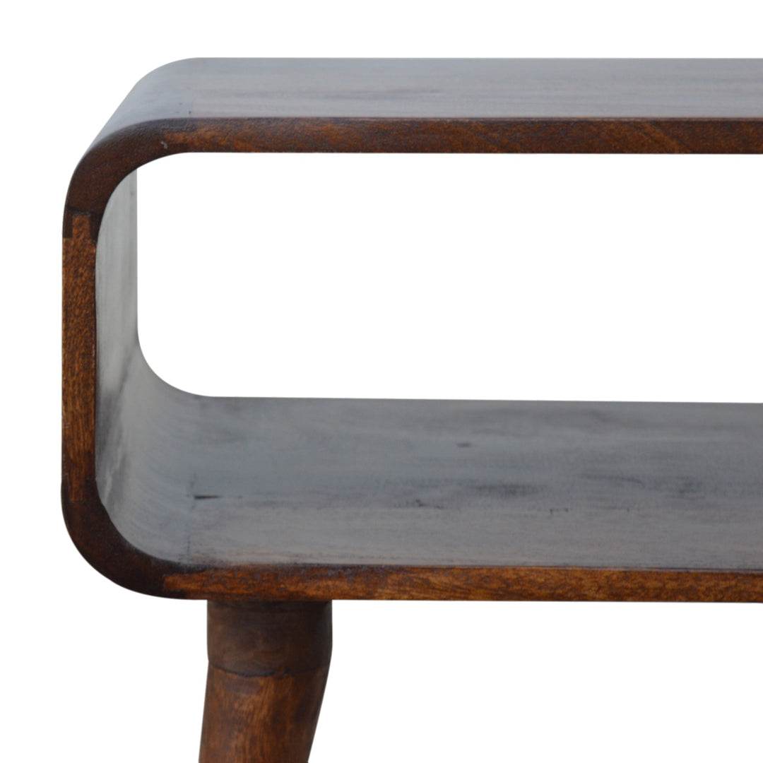 Curved Open Chestnut Bedside - Smiddy Furniture