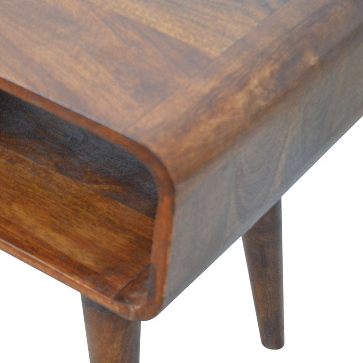 Curved Open Chestnut Bedside - Smiddy Furniture