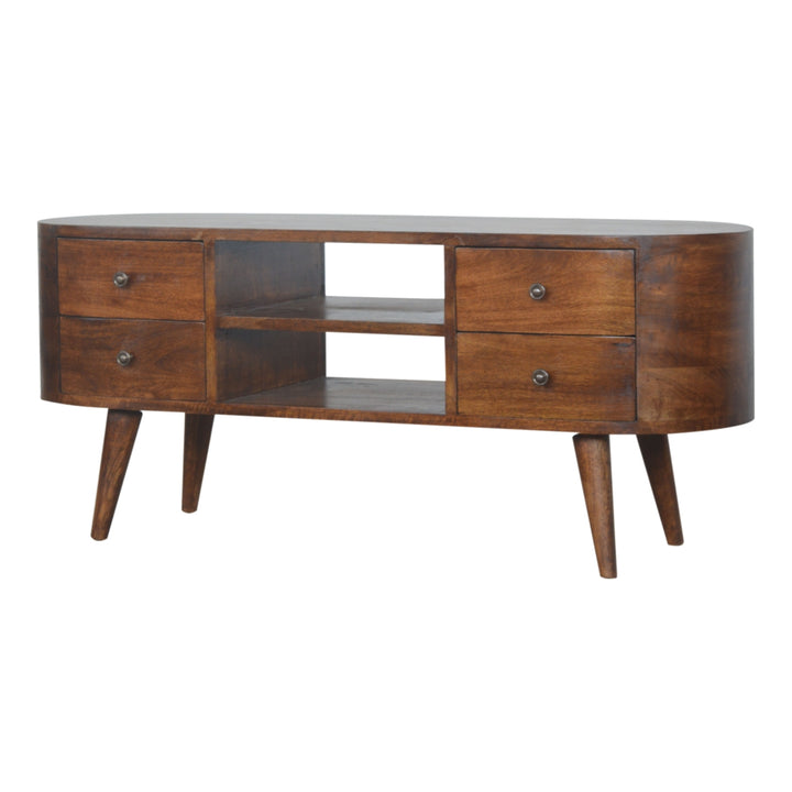 Chestnut Rounded Entertainment Unit-Smiddy Furniture