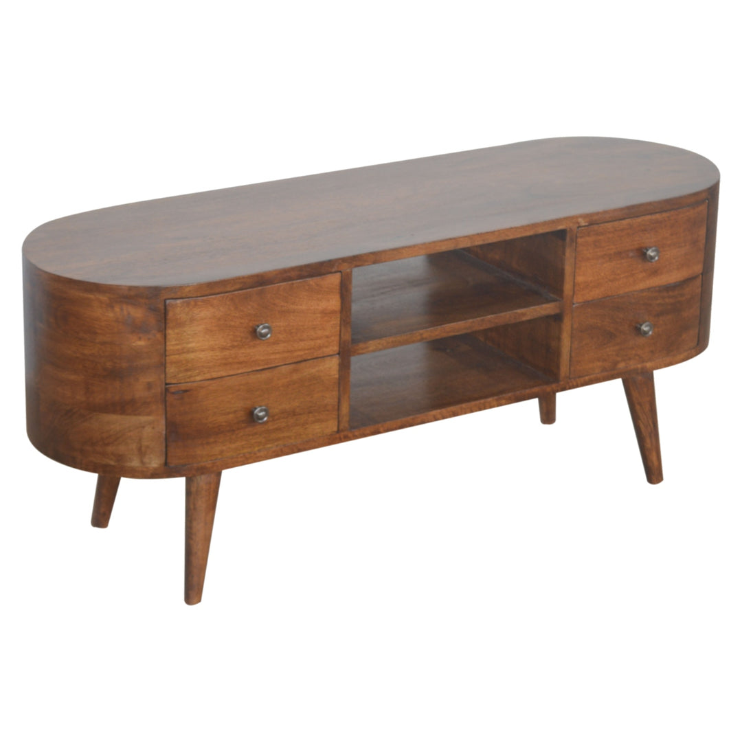 Chestnut Rounded Entertainment Unit-Smiddy Furniture