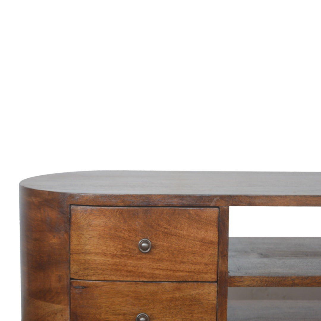 Chestnut Rounded Entertainment Unit-Smiddy Furniture