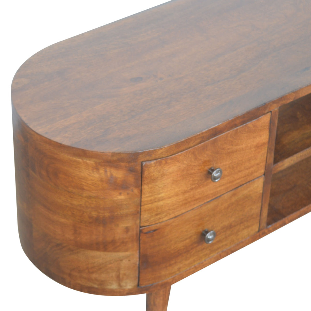 Chestnut Rounded Entertainment Unit-Smiddy Furniture