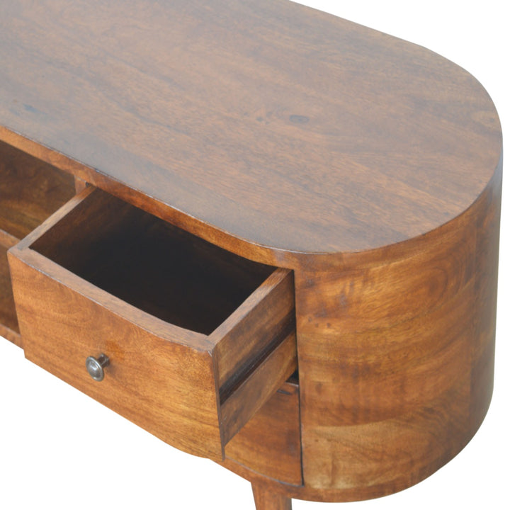 Chestnut Rounded Entertainment Unit-Smiddy Furniture