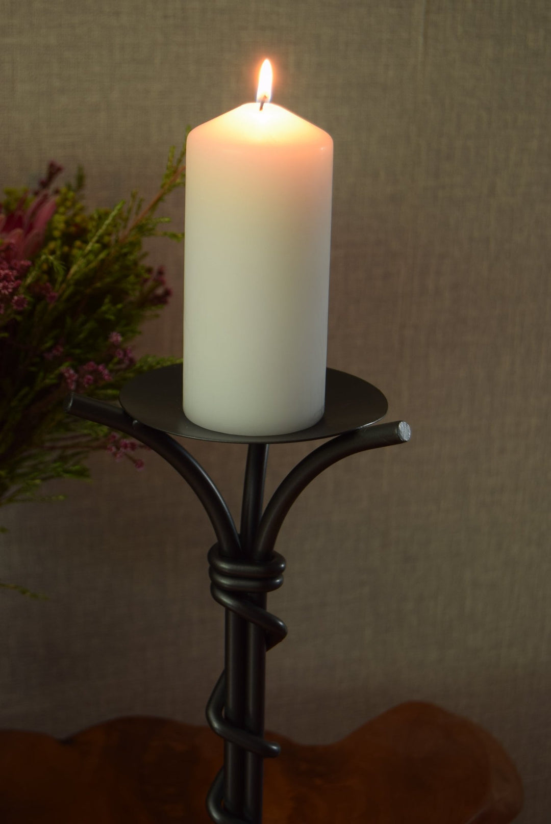 Twist Wrought Iron Candlestick - Smiddy Furniture top view