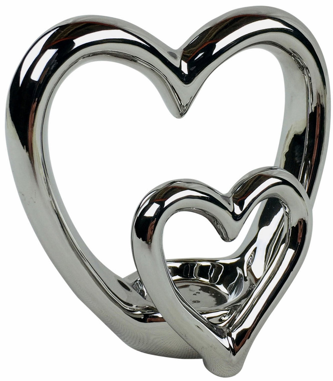 Silver Double Heart Tealight Holder - Smiddy Furniture-1