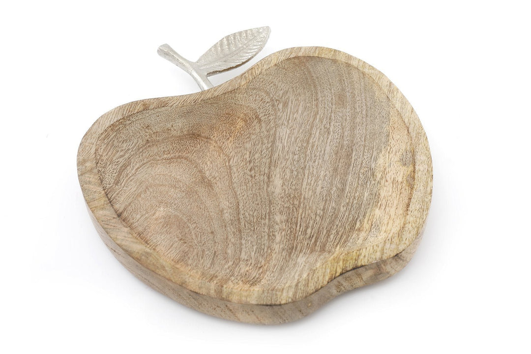 Wooden Apple Designed Tray with Silver Leaf - Small - Smiddy Furniture-1