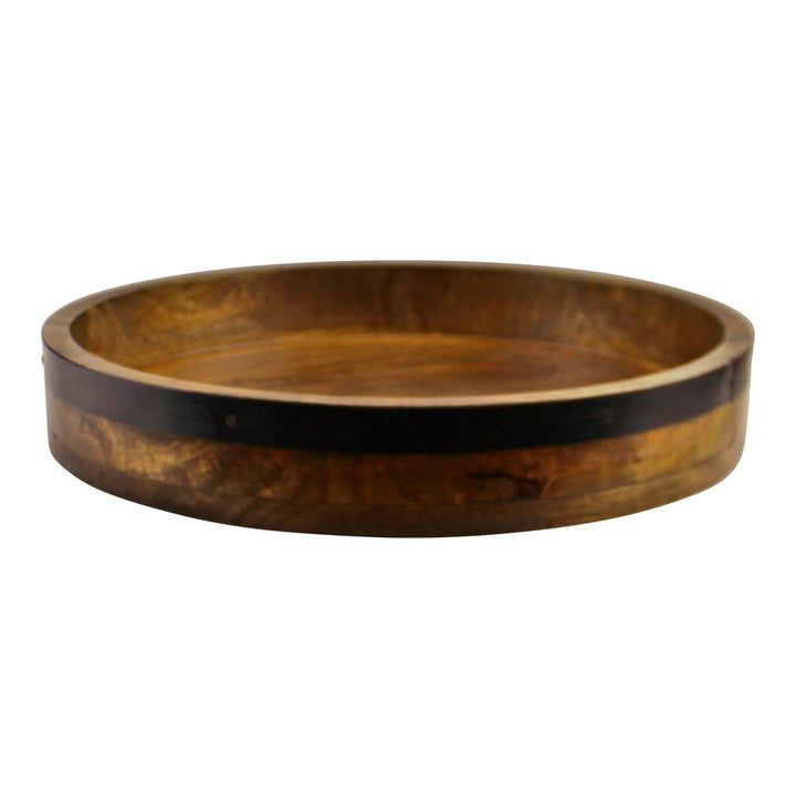 Mango Wood Circular Serving Tray, 38cm-Smiddy Furniture