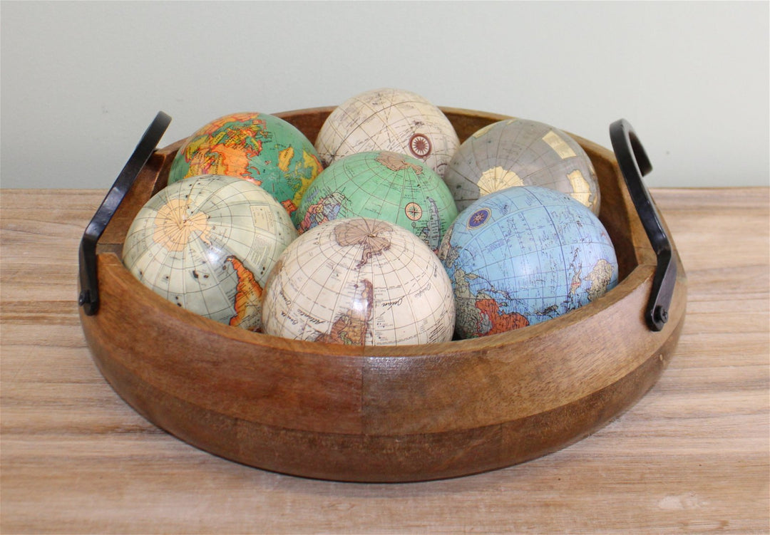 Set Of 2 Mango Wood Bowls With Metal Handles - Smiddy Furniture-4