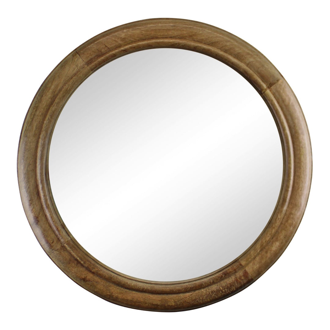 Mango Wood Circular Wall Mirror, 53cm - Smiddy Furniture-1