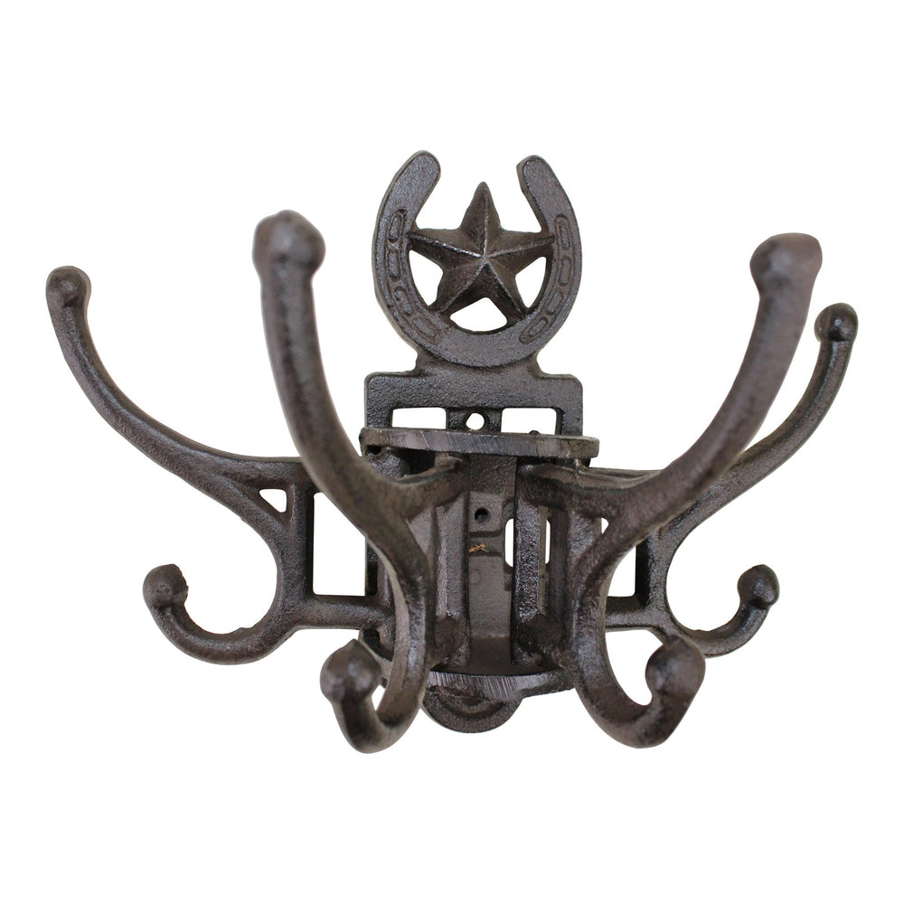 Cast Iron Wall Mounted Rotating Coat Hooks, Horseshoe, 8 Hooks - Smiddy Furniture-2