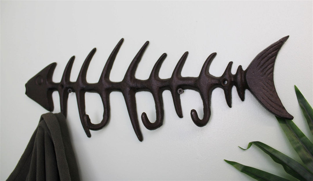 Rustic Cast Iron Wall Hooks, Fish Skeleton - Smiddy Furniture-1