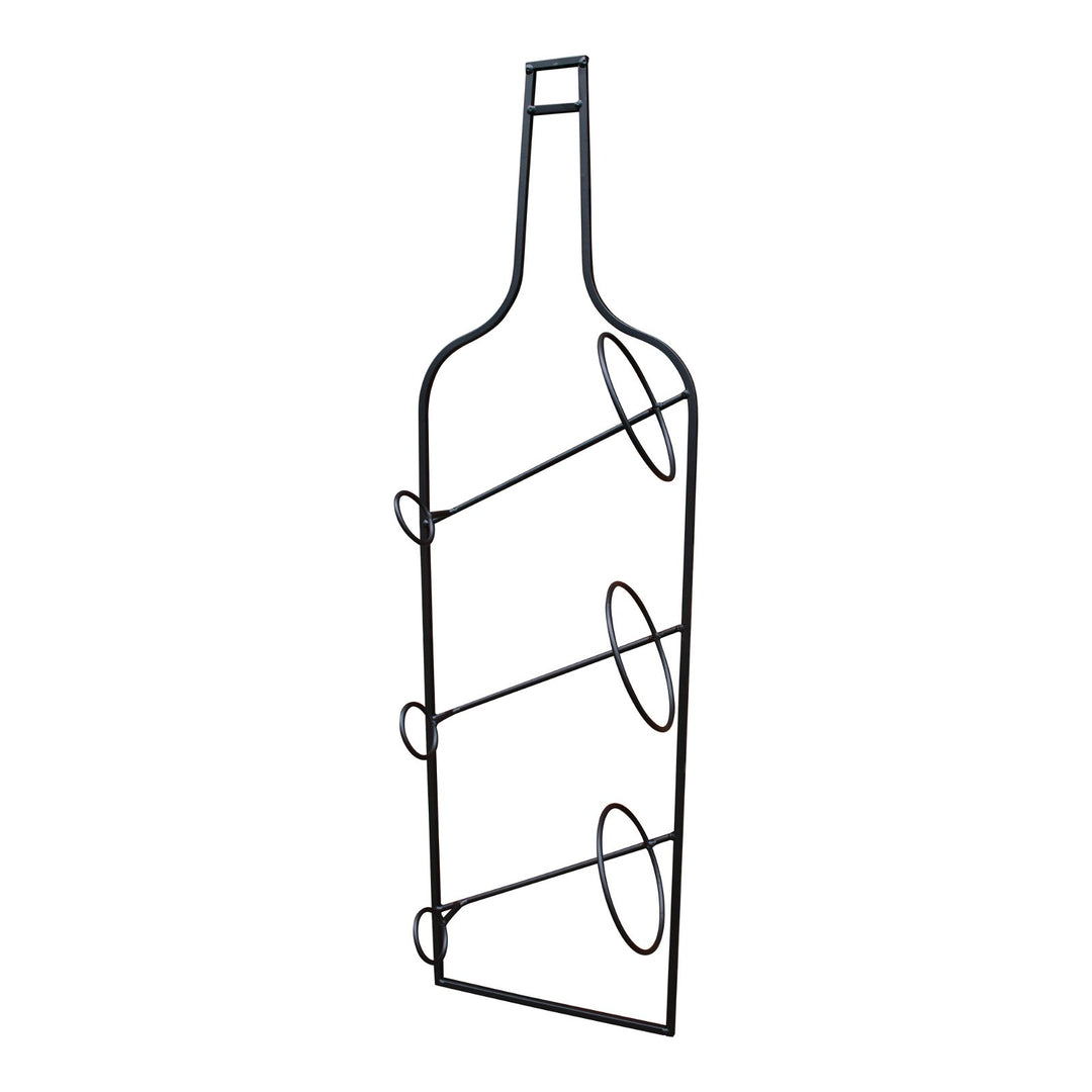 Wall Mounted Black Metal Wine Bottle Holder - Smiddy Furniture-1