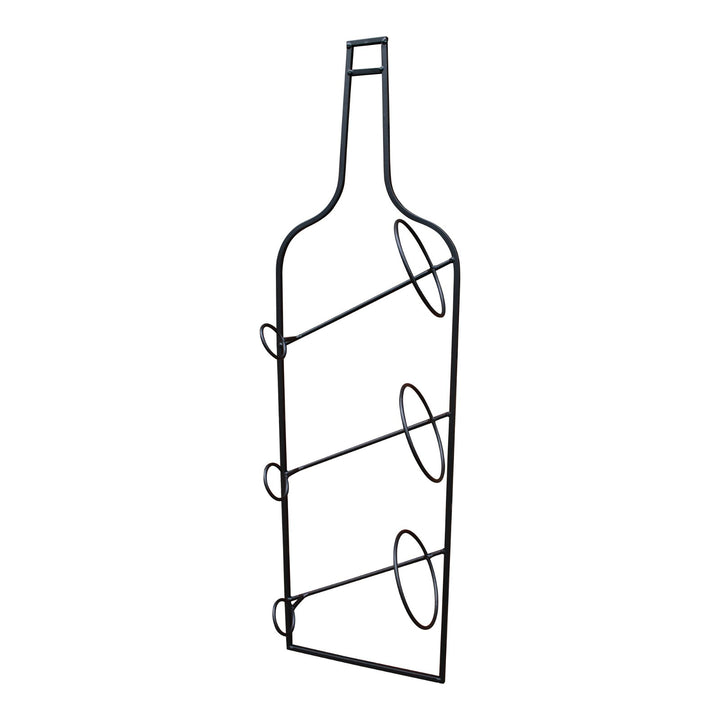 Wall Mounted Black Metal Wine Bottle Holder - Smiddy Furniture-1