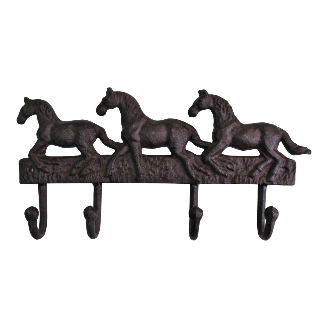 Rustic Cast Iron Wall Hooks, Three Horses - Smiddy Furniture-2