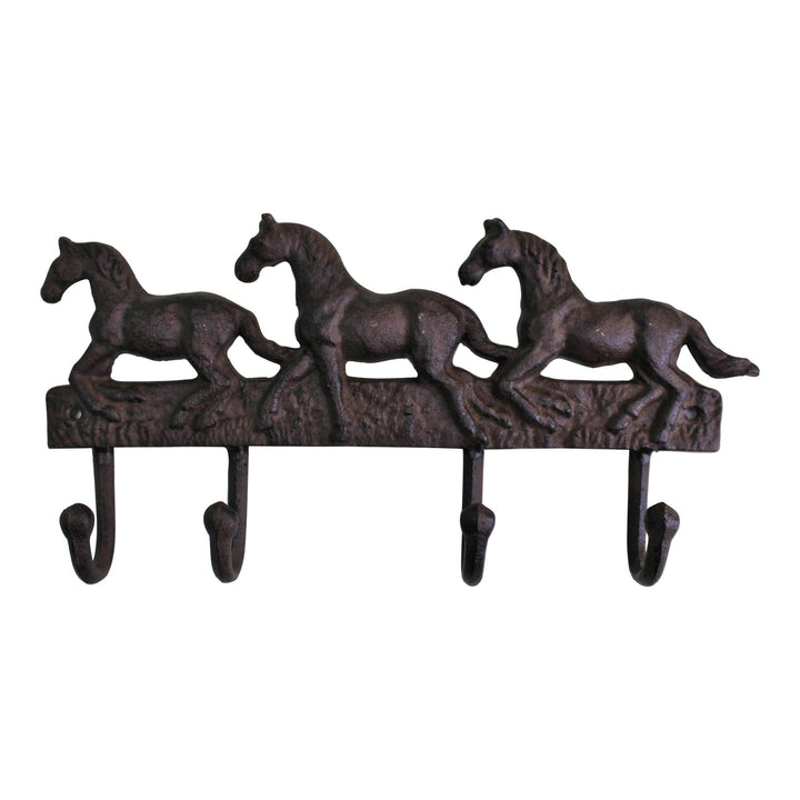 Rustic Cast Iron Wall Hooks, Three Horses - Smiddy Furniture-2