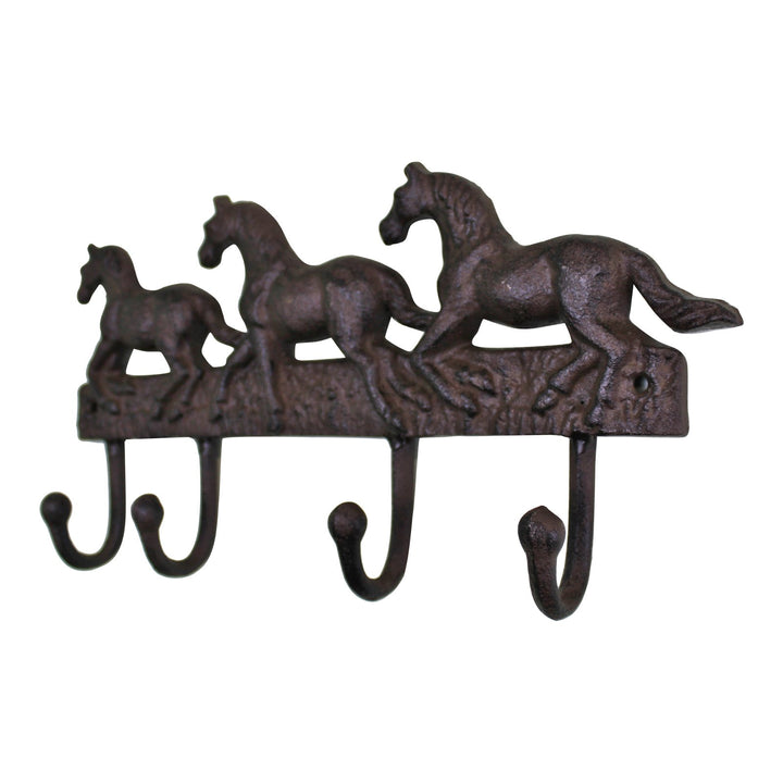 Rustic Cast Iron Wall Hooks, Three Horses - Smiddy Furniture-3