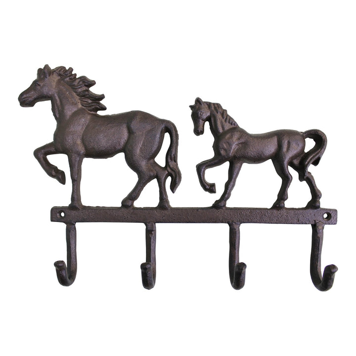 Rustic Cast Iron Wall Hooks, Two Horses - Smiddy Furniture-2