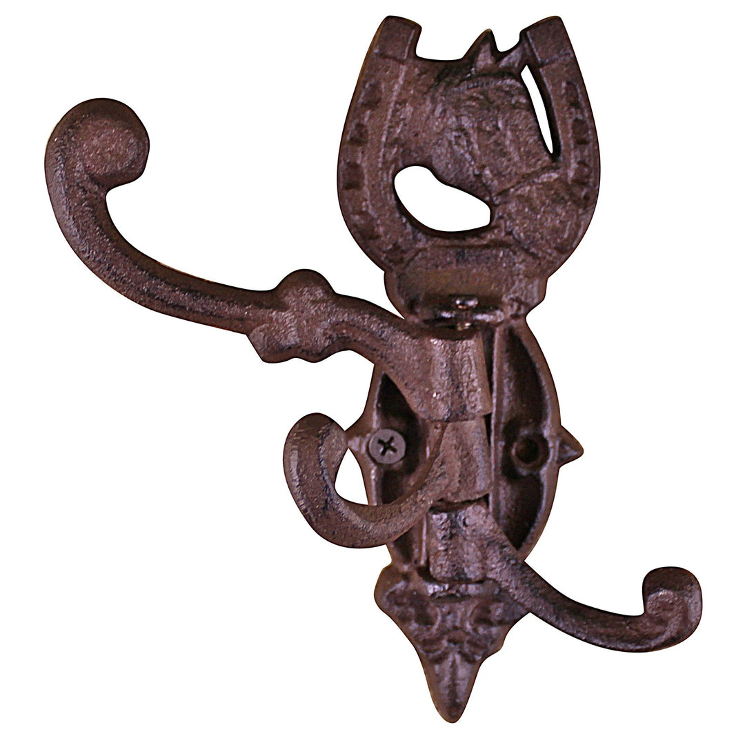 Cast Iron Wall Mounted Rotating Coat Hooks, Horse, 3 hooks - Smiddy Furniture-1