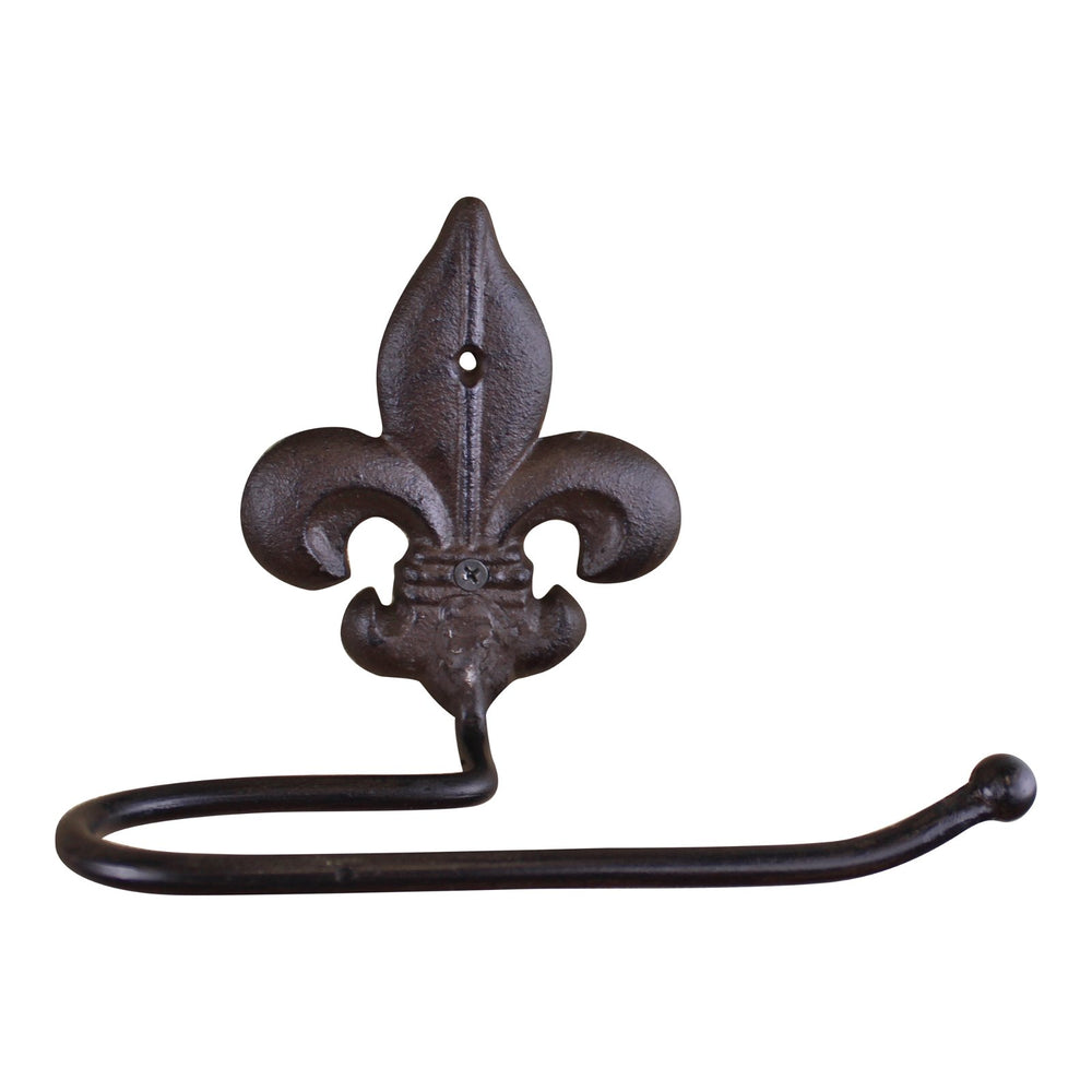 Cast Iron Rustic Toilet Roll Holder, Fleur de Lis - Smiddy Furniture-2