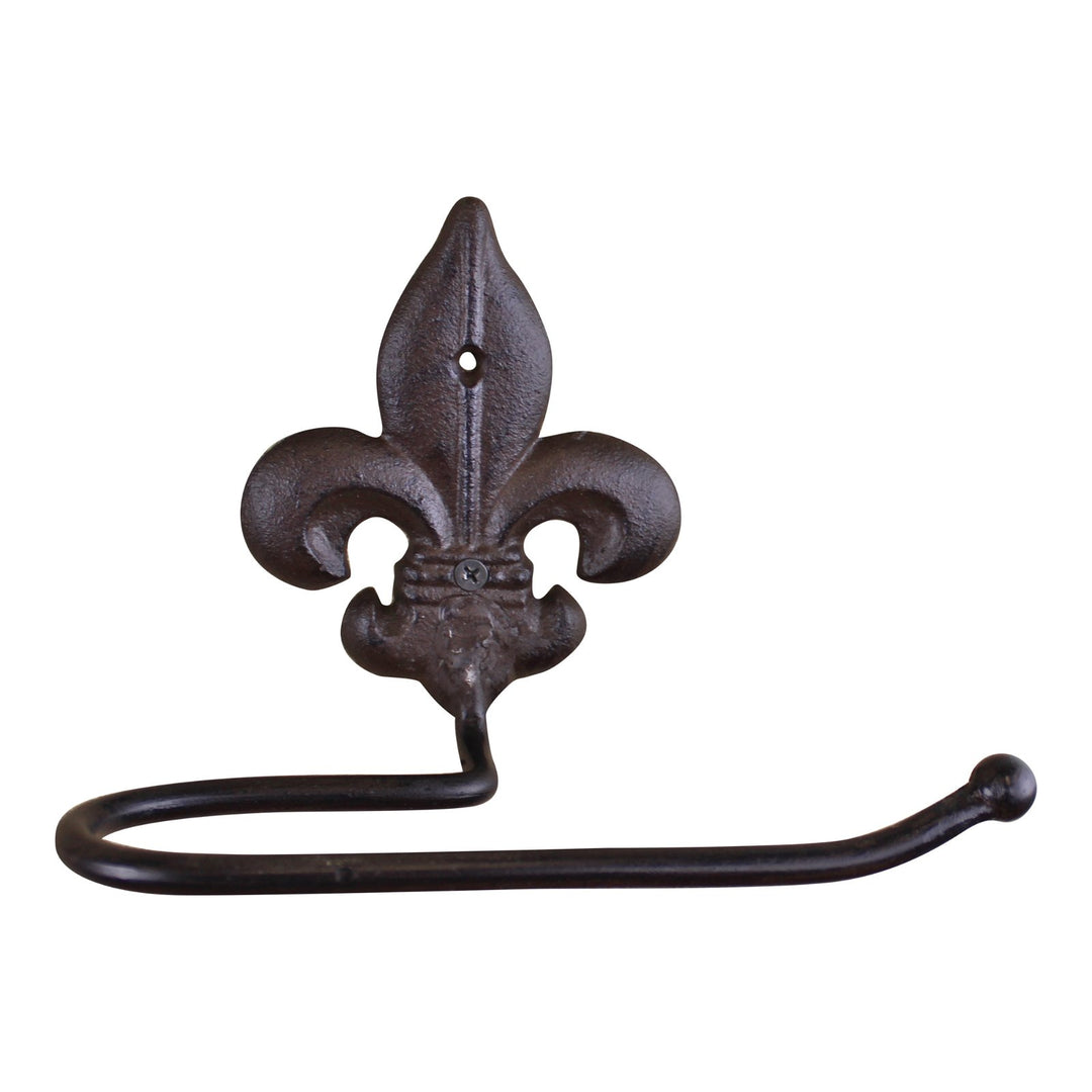 Cast Iron Rustic Toilet Roll Holder, Fleur de Lis - Smiddy Furniture-2