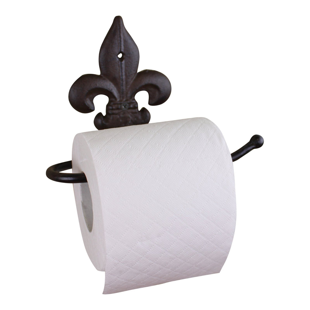 Cast Iron Rustic Toilet Roll Holder, Fleur de Lis - Smiddy Furniture-1