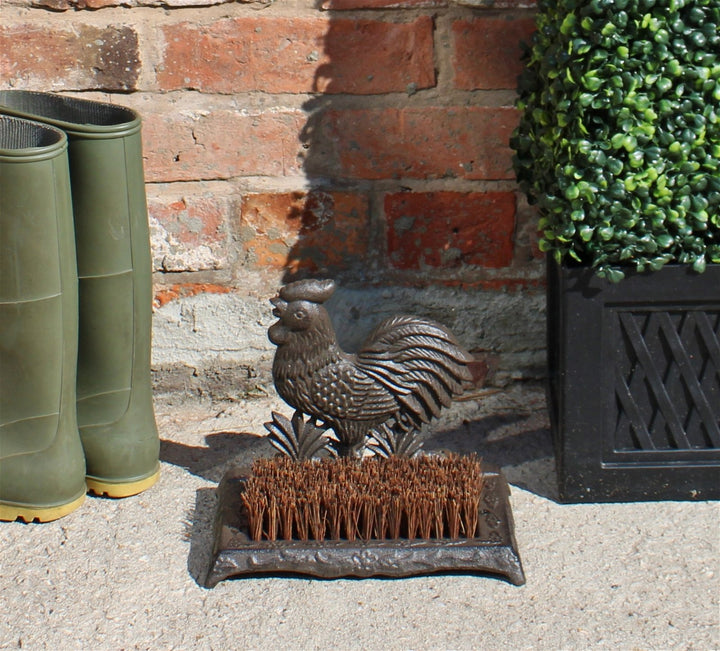 Cast Iron Garden Boot Brush, Cockerel Design - Smiddy Furniture-4