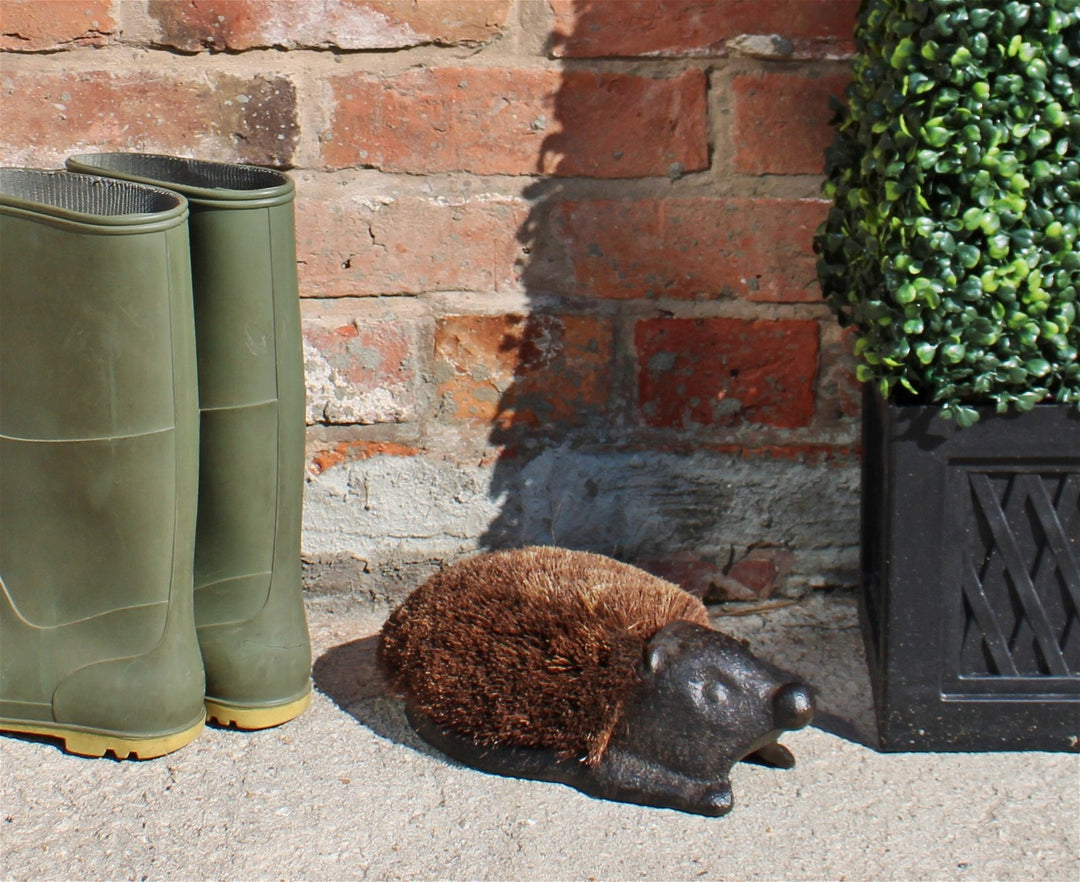 Cast Iron Garden Boot Brush, Hedgehog Design - Smiddy Furniture-4