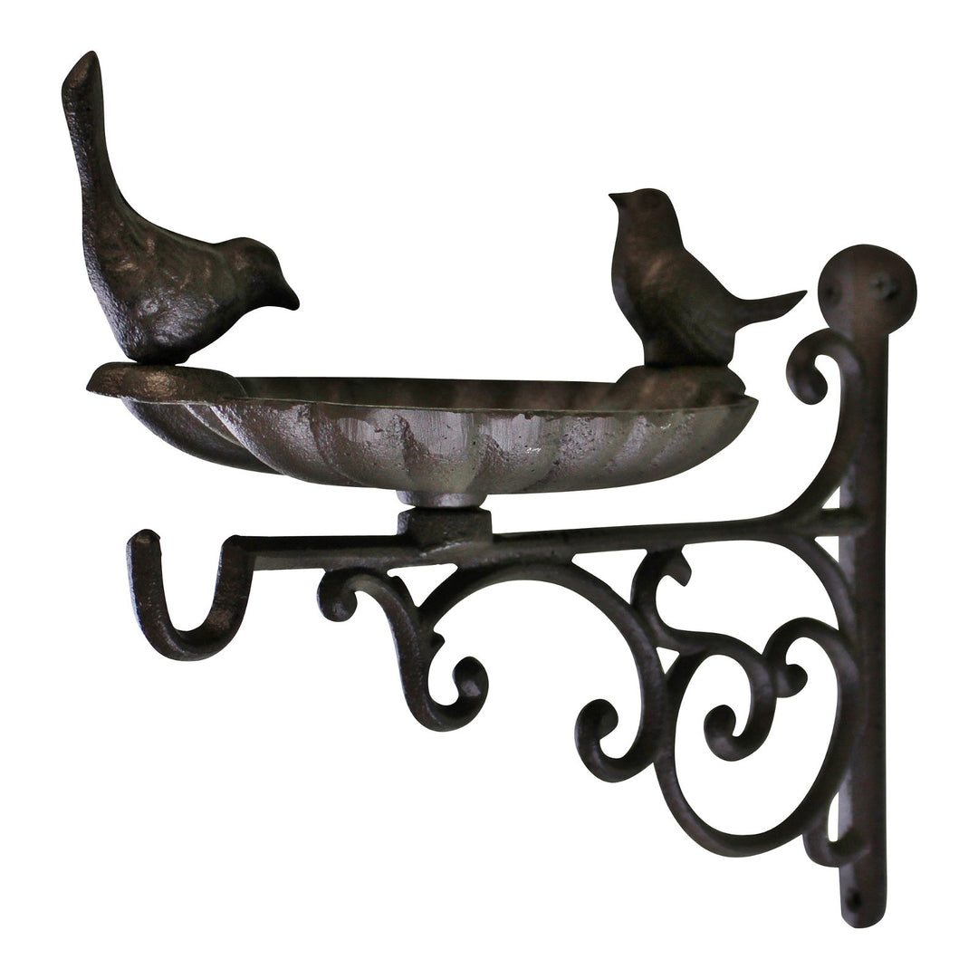 Cast Iron Hanging Basket Wall Bracket With Bird Feeder - Smiddy Furniture-1