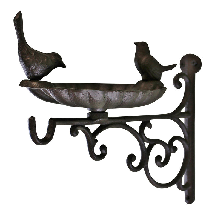 Cast Iron Hanging Basket Wall Bracket With Bird Feeder - Smiddy Furniture-1