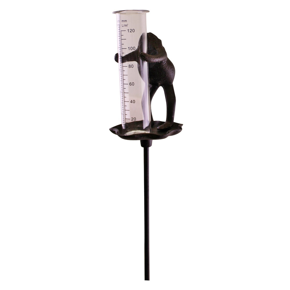 Cast Iron and Glass Garden Rain Gauge, Frog On Lily Pad - Smiddy Furniture-2