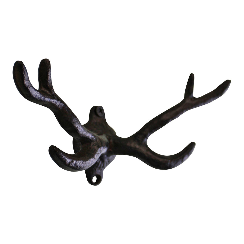 Rustic Cast Iron Wall Hooks, Stag Antlers, Small - Smiddy Furniture-2