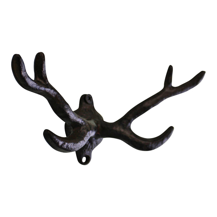 Rustic Cast Iron Wall Hooks, Stag Antlers, Small - Smiddy Furniture-2