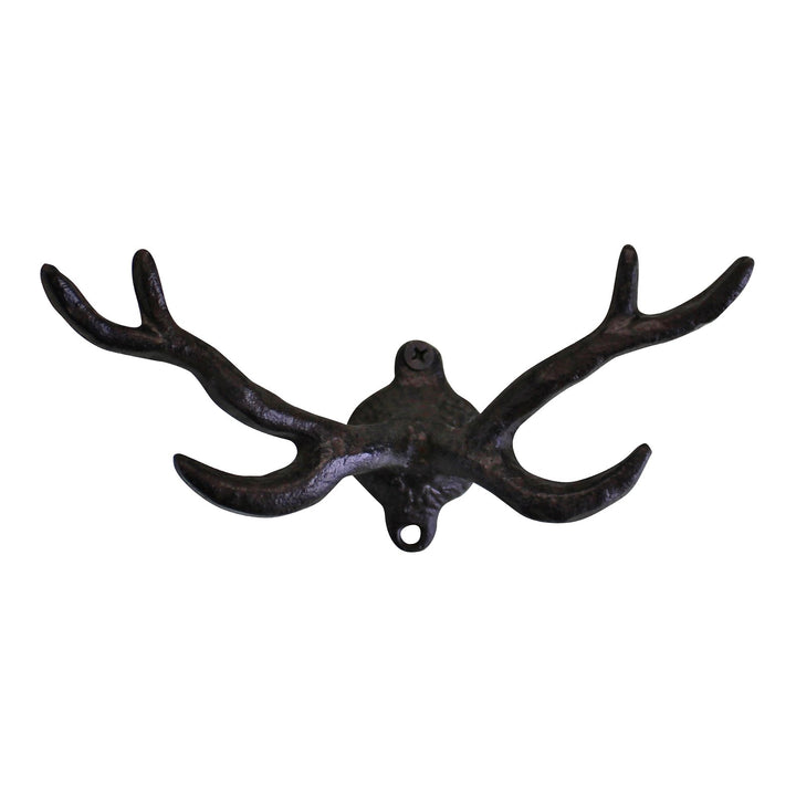 Rustic Cast Iron Wall Hooks, Stag Antlers, Small - Smiddy Furniture-1