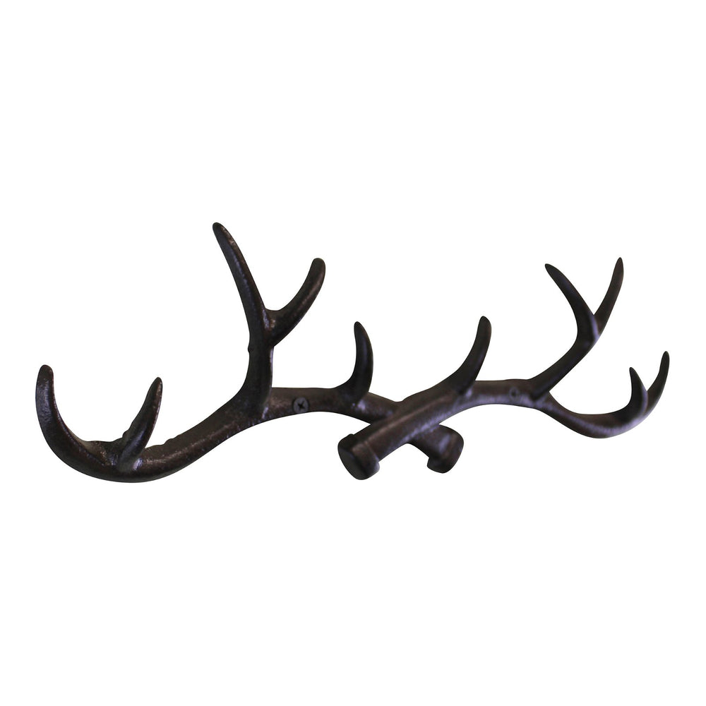 Rustic Cast Iron Wall Hooks, Stag Antlers, Large - Smiddy Furniture-2