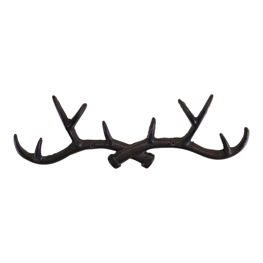 Rustic Cast Iron Wall Hooks, Stag Antlers, Large - Smiddy Furniture-1