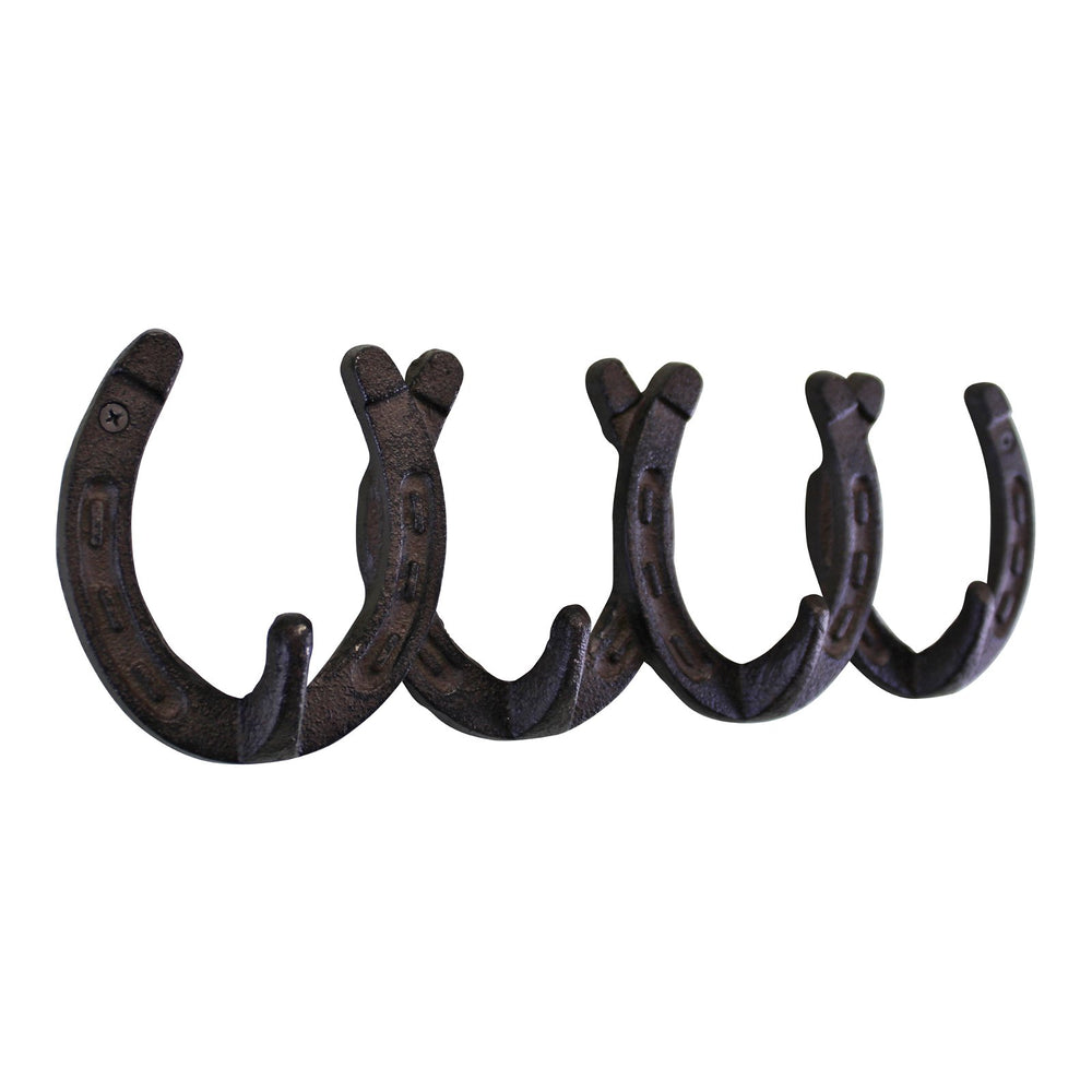 Rustic Cast Iron Wall Hooks, Horseshoe Design - Smiddy Furniture-2